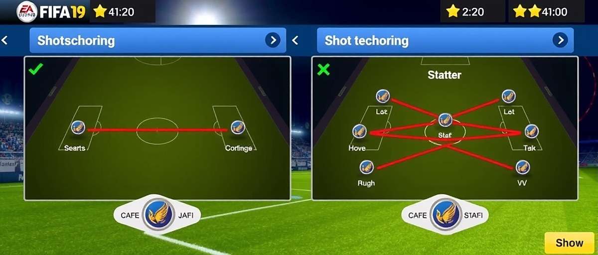 FIFA Mobile Shoot Star - Advanced Shooting Techniques FIFA Mobile Shoot Star showing different shooting techniques diagram